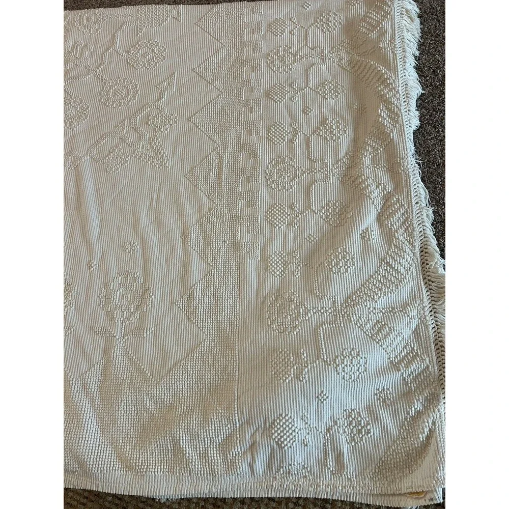 Vintage Bates George Washington Blanket Floral Bedspread Popcorn French USA